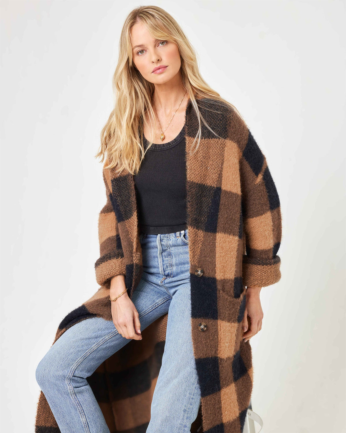 Ultra Soft Plaid Sweater Coat - LSPACE Harlow Jacket | LSPACE