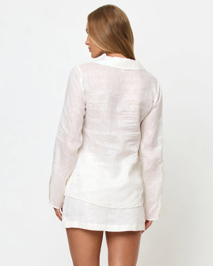 White Linen Tie-Front Top - LSPACE Venice | LSPACE