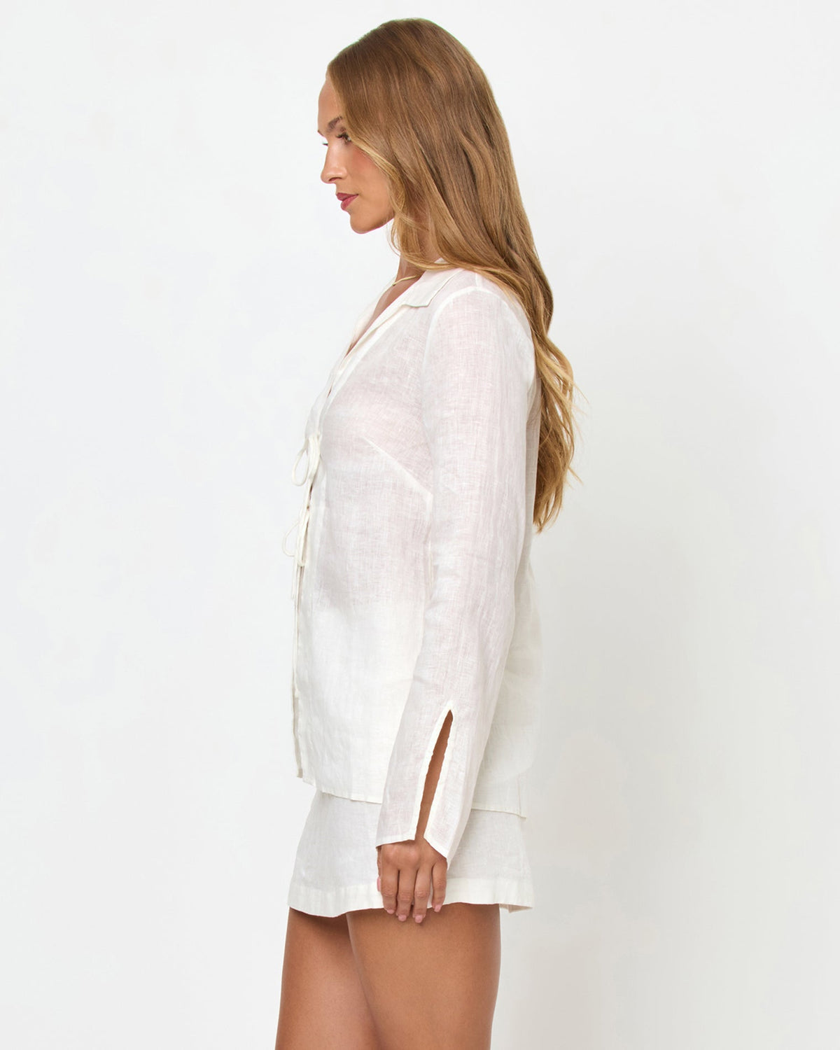 White Linen Tie-Front Top - LSPACE Venice | LSPACE