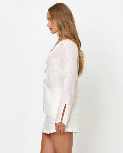 White Linen Tie-Front Top - LSPACE Venice | LSPACE