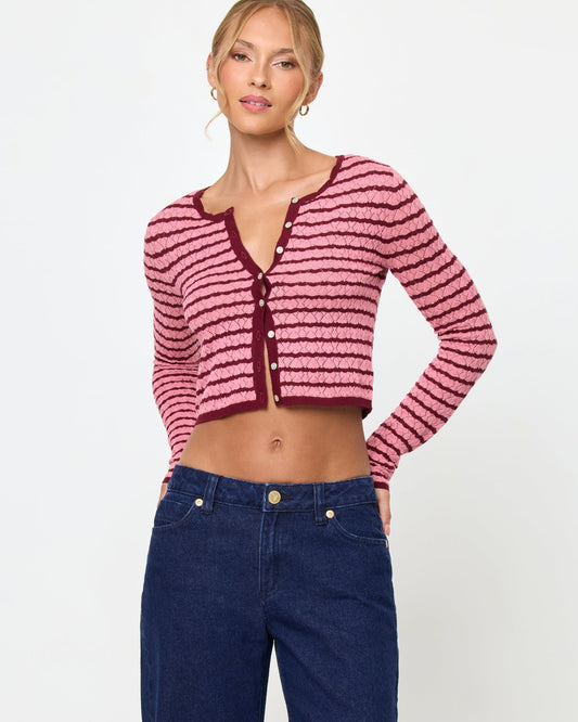 LSPACE Rosalie Cardigan - Strawberry Stripe | LSPACE