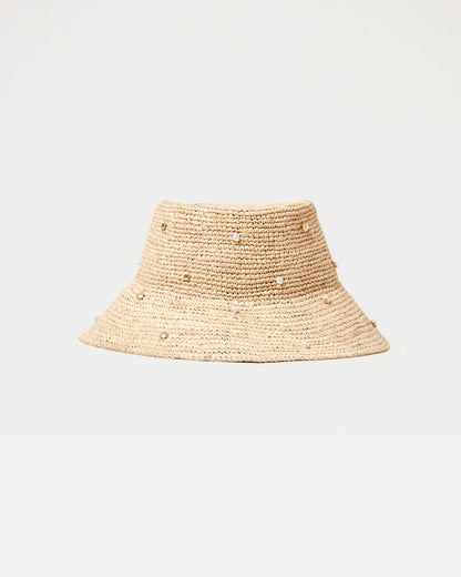 Raffia Bucket Hat with Shells & Pearls - LSPACE Carmel Island Hat | LSPACE