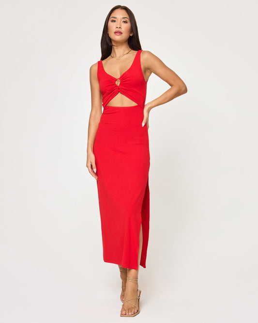 Red Sleeveless Midi Dress - LSPACE Camille Dress | LSPACE