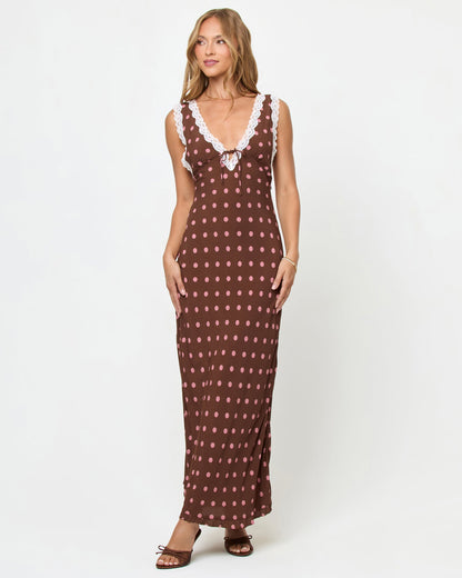 Polka Dot Maxi Dress - Brown - LSPACE Eyes On You Maxi Dress | LSPACE
