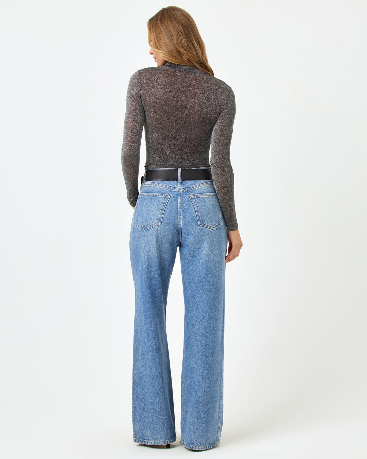 Shimmer Black Mesh Top - Long Sleeve - LSPACE | LSPACE