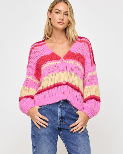 Womens Pink Knit Cardigan - LSPACE Lido Colorful Cardigan | LSPACE