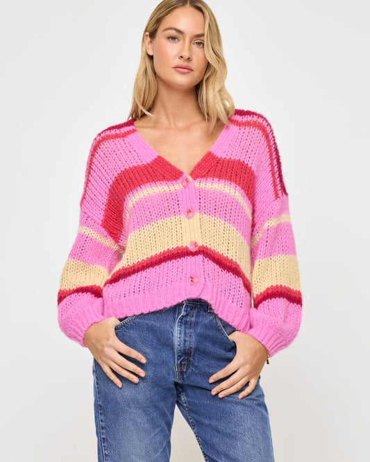 Womens Pink Knit Cardigan - LSPACE Lido Colorful Cardigan | LSPACE