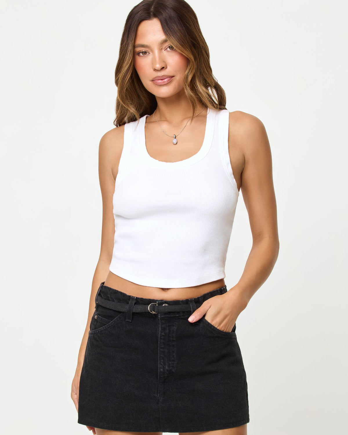 aligrace Belted Mini Skirt - Black | LSPACE