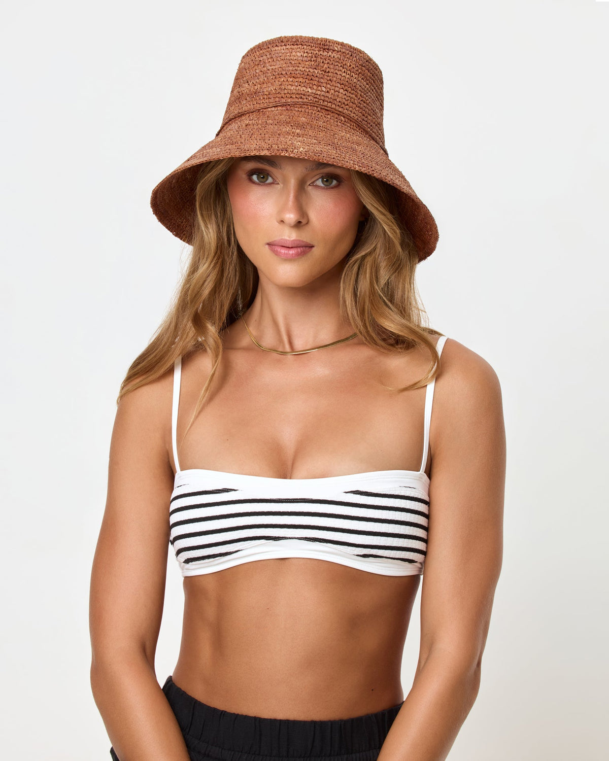 Brown Raffia Bucket Hat - LSPACE Seville | LSPACE
