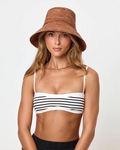 Brown Raffia Bucket Hat - LSPACE Seville | LSPACE