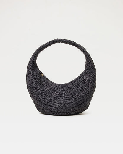 Black Raffia Bag - Moon Shaped - LSPACE Aya Bag | LSPACE