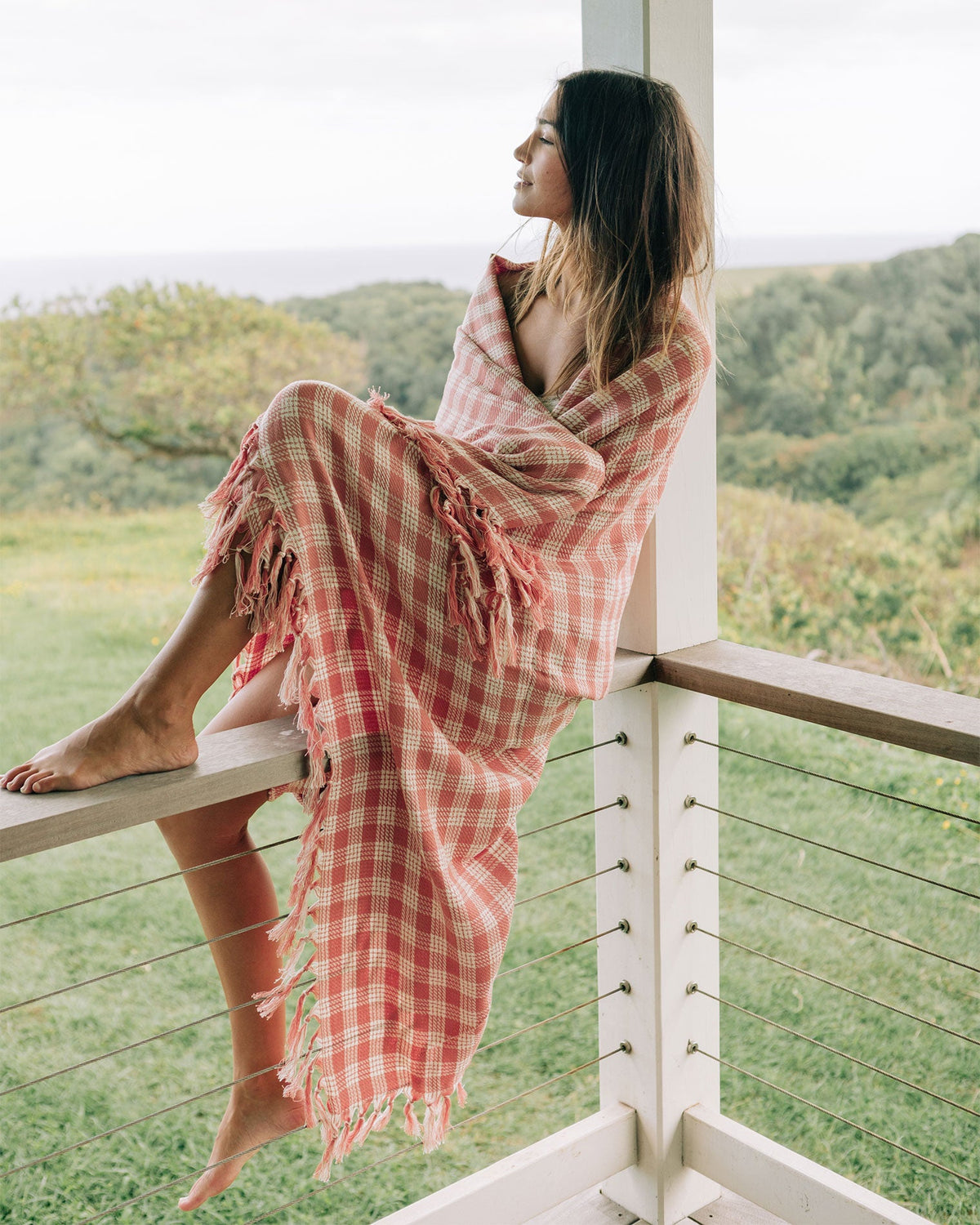 Slowtide Palaka Lightweight Beach Blanket - Guava | LSPACE